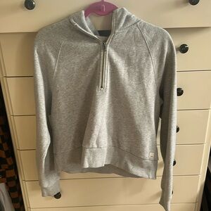 Vuori restore heather grey 1/2 zip hooded sweatshirt